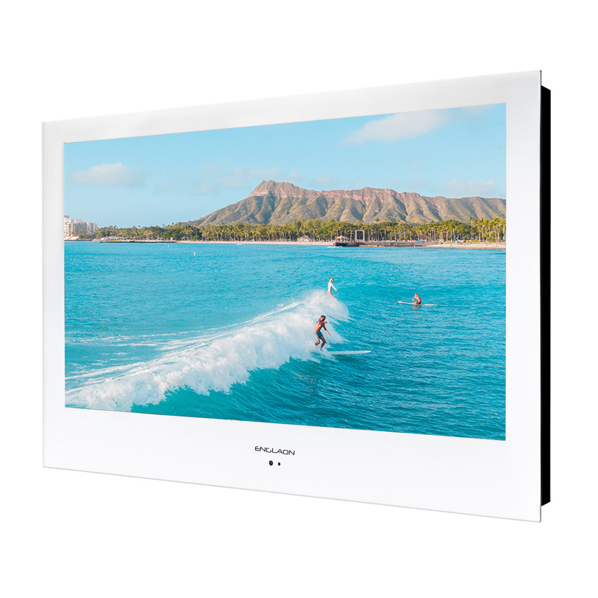 ENGLAON 24″ Full HD SMART Waterproof LED TV for Bathroom, Kitchen and Spa in White Finish